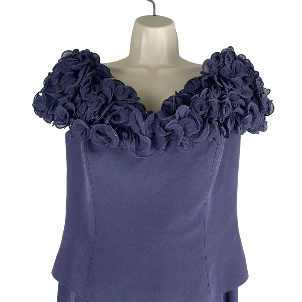 Daymor Floral Applique Off the Shoulder Evening Gown Purple Size 8 - Picture 3 of 13